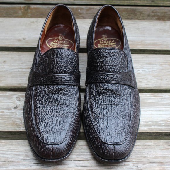 Vintage Dark Brown Genuine Sharkskin Slip-on Shoes, Made in Canada, 9.5 D, EUC - Picture 3 of 13